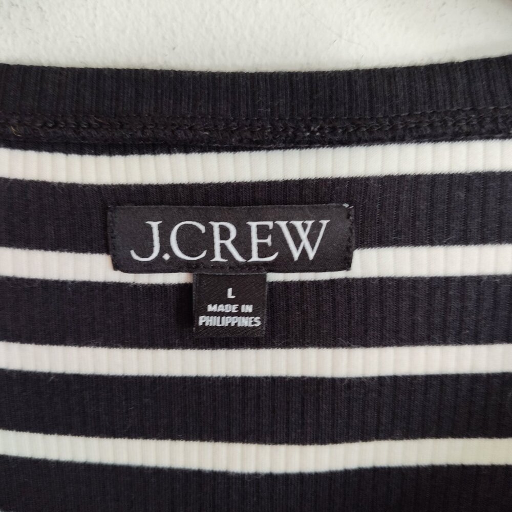 Ladies SZ L J Crew Black Striped T-Shirt - Picture 3 of 3